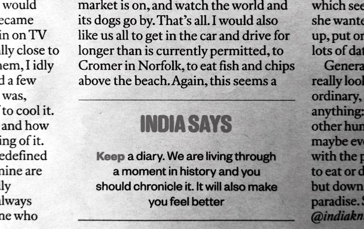 India says keep a diary bw